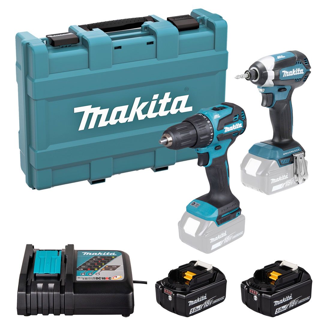 MAKITA DLX2537ST 18V LXT B/L COMBO KIT 2X5AH DHP490 DTD153