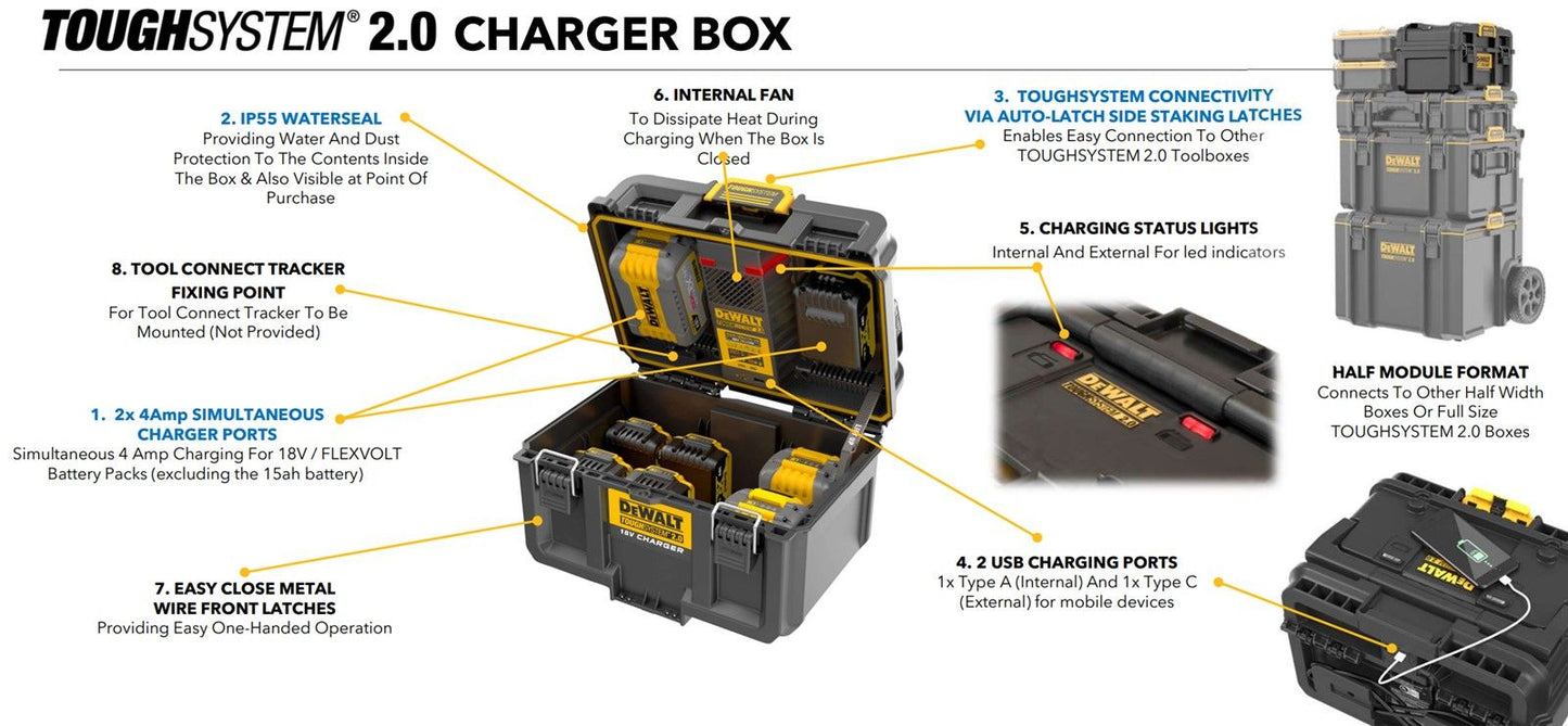 DEWALT DWST83470-GB CHARGER TOUGHSYSTEM 2.0 BOX 240V