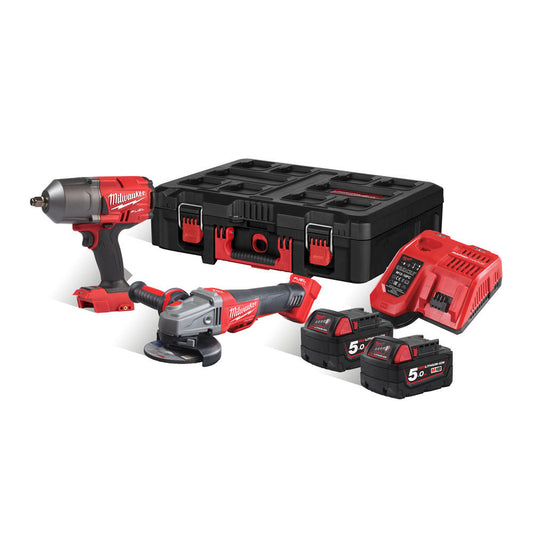 MILWAUKEE M18FPP2J2-502P M18 18V TWIN KIT WRENCH GRINDER