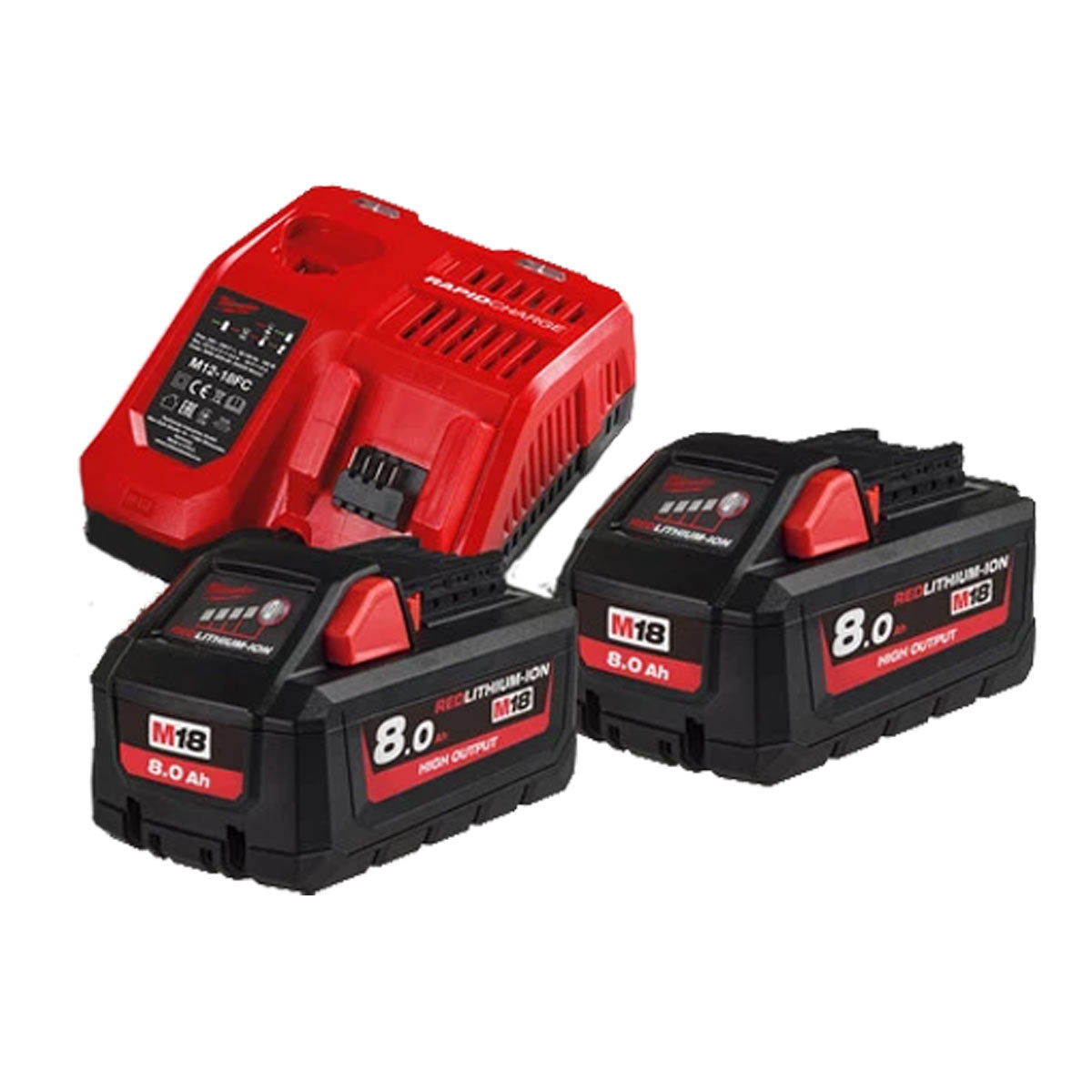 MILWAUKEE M18HNRG-802 M18 18V 8.0AH X 2 + M18FC CHARGER