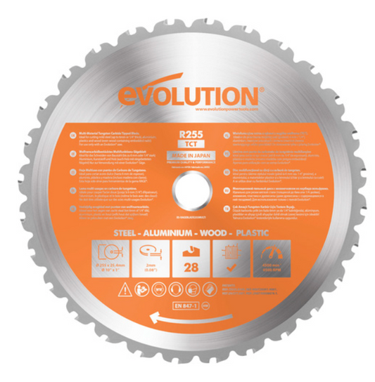 EVOLUTION RAGE BLADE 255MM MULTI MATERIAL 28T