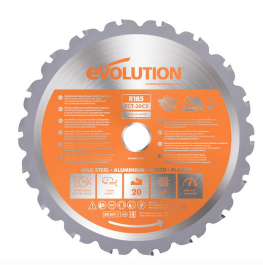 EVOLUTION R185TCT 185MM MULTI MATERIAL BLADE TCT 20T