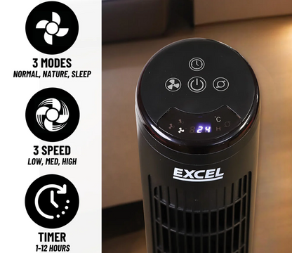 EXCEL 40" TOWER FAN BLACK WITH REMOTE 31167