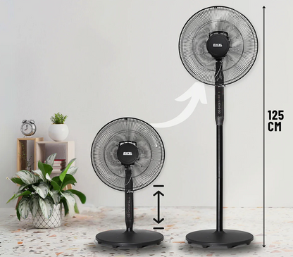 EXCEL 16" PEDESTAL FAN BLACK WITH REMOTE 31165