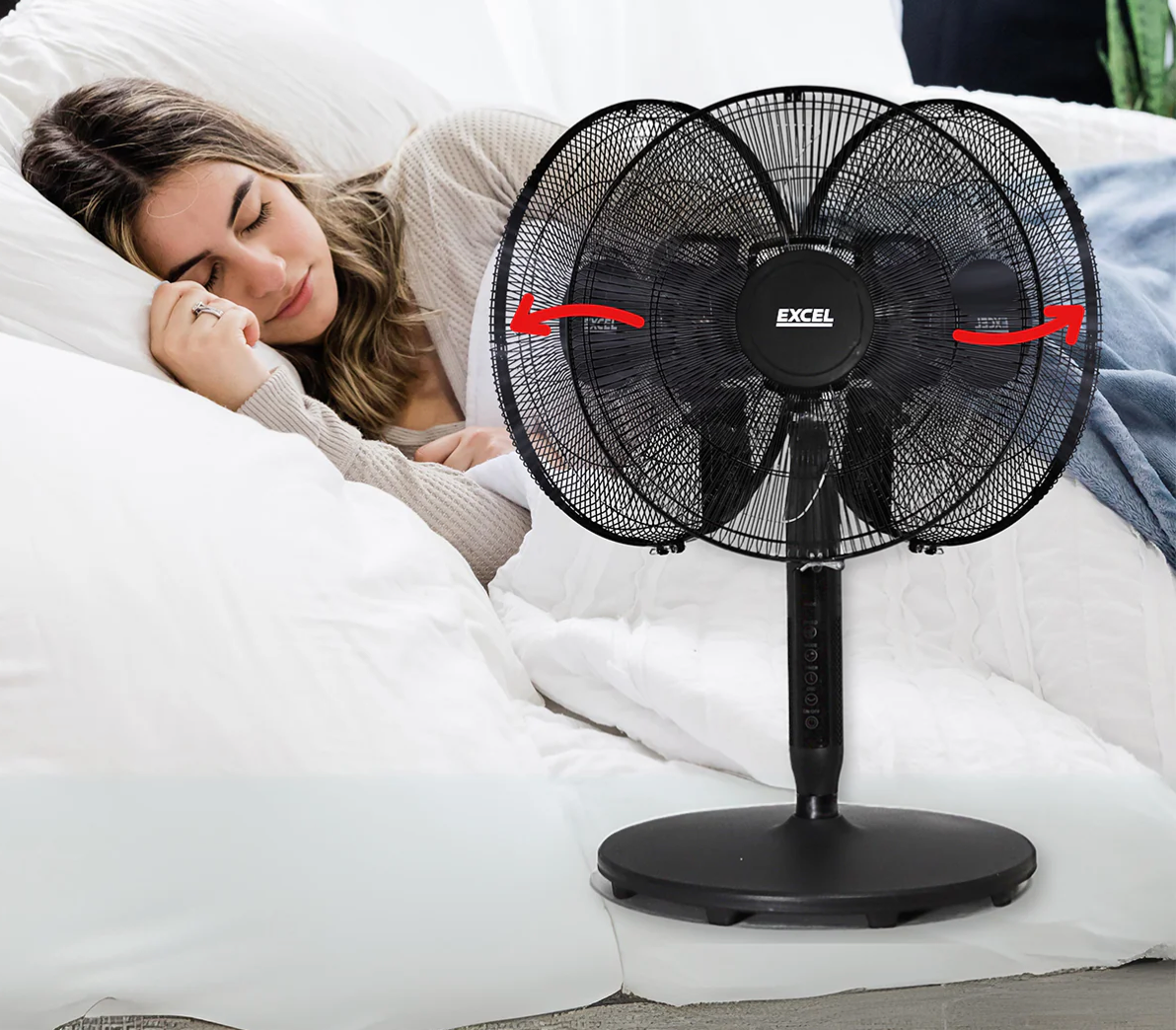 EXCEL 16" PEDESTAL FAN BLACK WITH REMOTE 31165