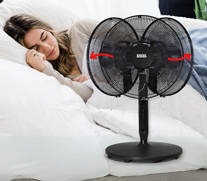 EXCEL 16" PEDESTAL FAN BLACK WITH REMOTE 31165