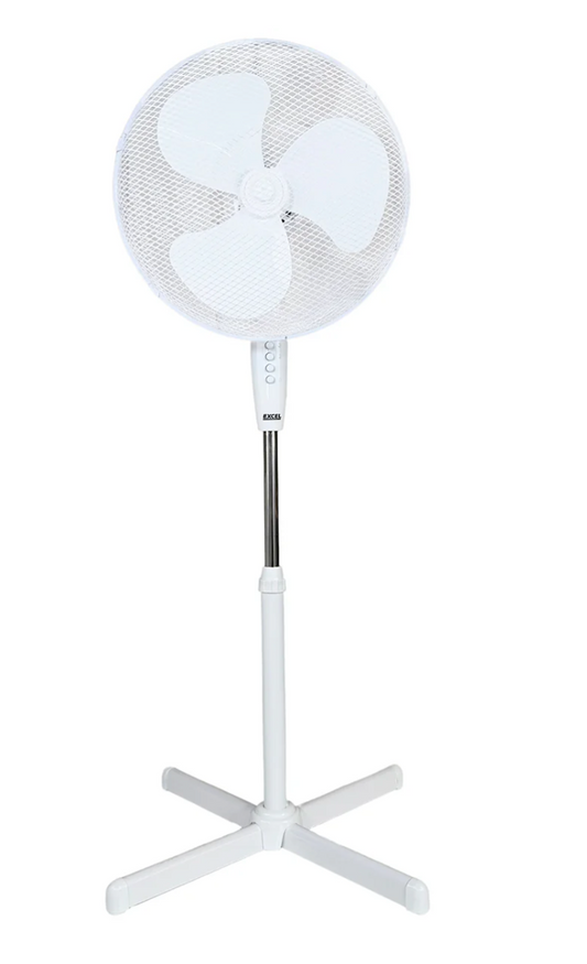 EXCEL 16" PEDESTAL FAN WHITE WITH CROSS BASE 3 SPEED 31164