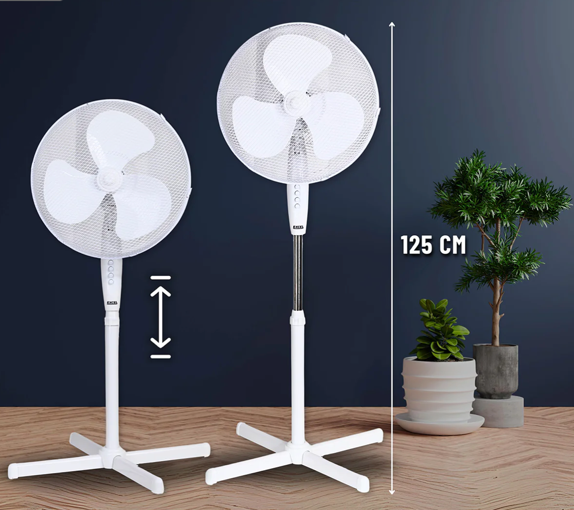 EXCEL 16" PEDESTAL FAN WHITE WITH CROSS BASE 3 SPEED 31164