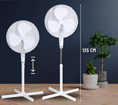 EXCEL 16" PEDESTAL FAN WHITE WITH CROSS BASE 3 SPEED 31164