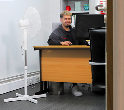 EXCEL 16" PEDESTAL FAN WHITE WITH CROSS BASE 3 SPEED 31164
