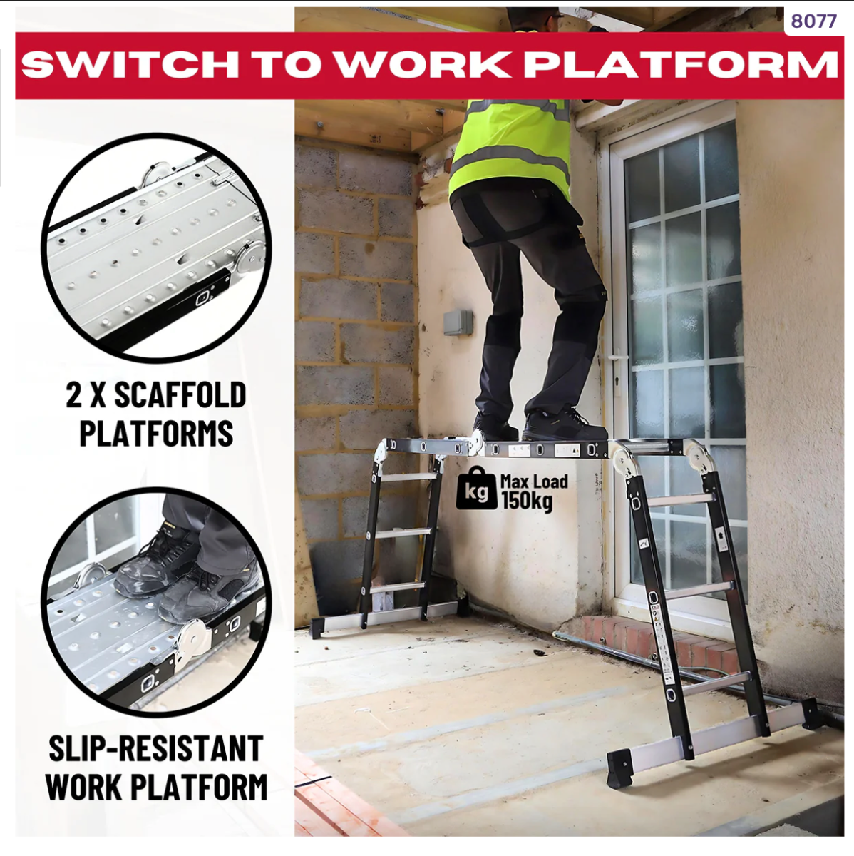 EXCEL 8077 12 STEP STEEL MULTI-PURPOSE LADDER/PLATFORM
