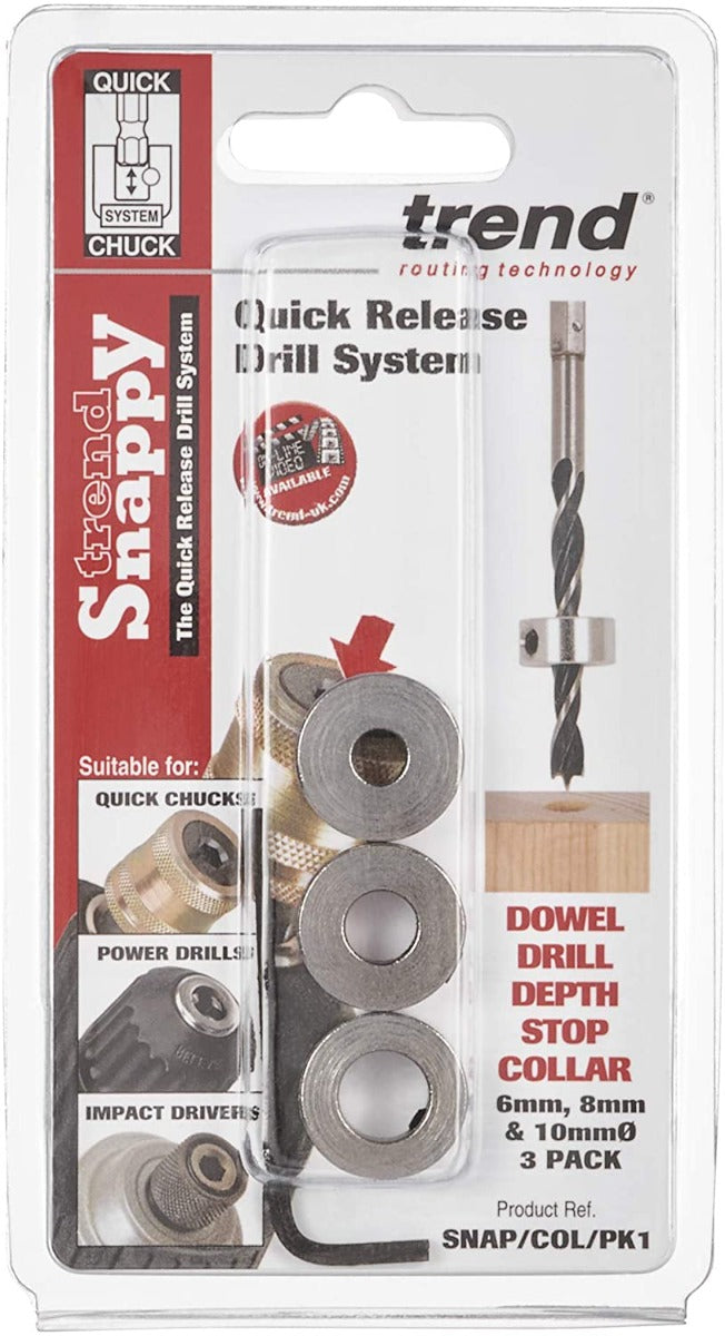 SNAPPY DOWEL DRILL DEPTH COLLAR 3 PACK